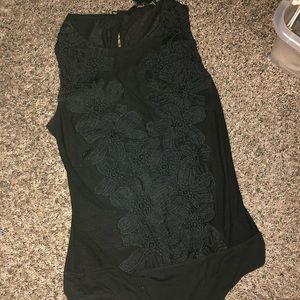 Mesh bodysuit w flower detail